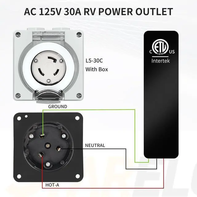 Alt view image 5 of 7 - STARELO 30 Amp Locking Female Plug Box NEMA L5-30C Generator Twist Lock Adapter Female Connector,125 Volt,Outdoor dustproof and Weatherproof for generators, Welding Machines, etc.ETL Listed.