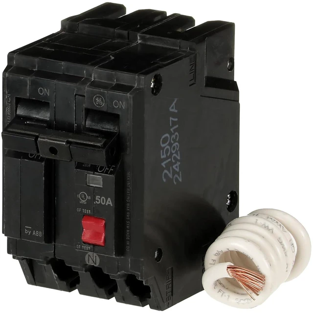 Alt view image 2 of 6 - ABB Q-Line® THQL2150GFT2P 50A 240-Volts Double Pole Circuit Breaker 50 Amp Double Pole Ground Fault Breaker with Self-Test 120/240 VAC 2-Pole GFCI Breaker Ground Fault Circuit Interrupter