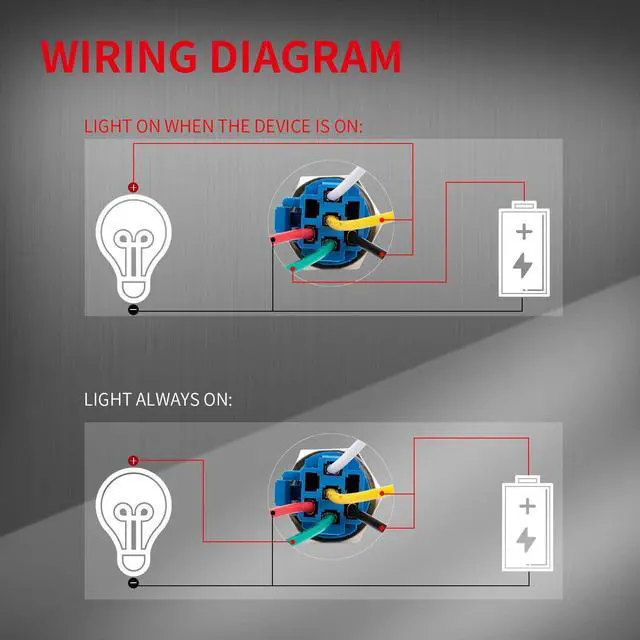 Alt view image 6 of 7 - DaierTek 12 Volt Momentary Push Button Switch Waterproof Blue LED Light 12V Illuminated 16mm Metal Black Power Start Pushbutton -9 Pack
