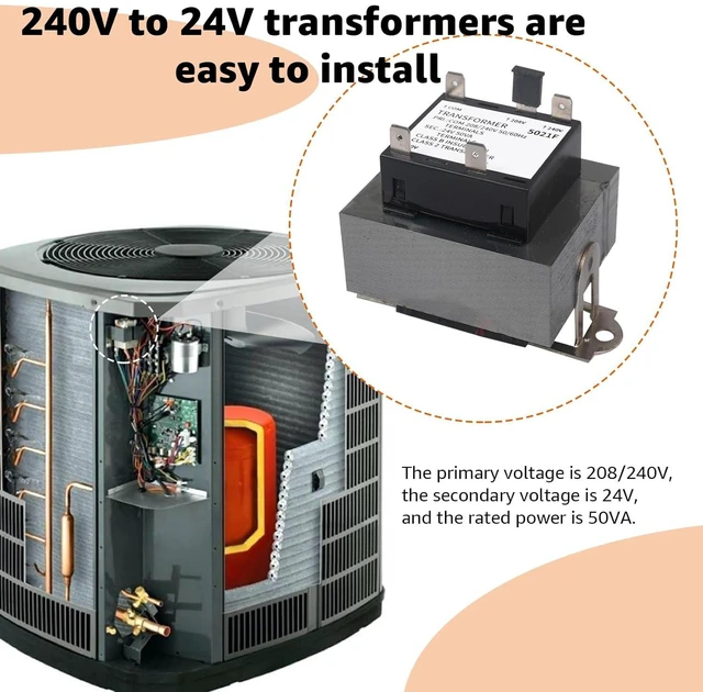 Alt view image 2 of 7 - Upgrade 50VA 240V to 24V Transformer 0130M00138S, Compatible with Goodman Amana,B1141643, B11416-43, PF40224 40VA Furnace Transformers - 208/240 Volt to 24 Volt
