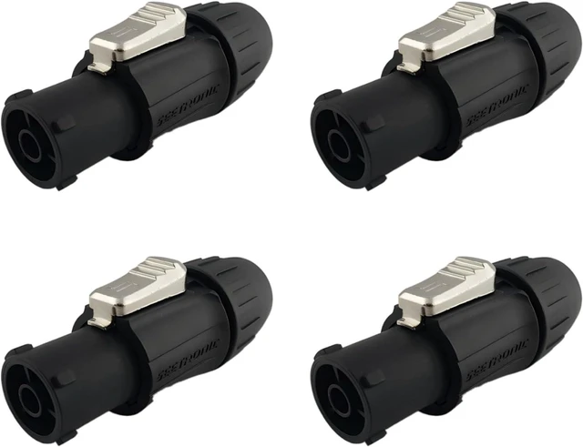 Main image of Seetronic SAC3FX AC Waterproof Power Connector Lockable 3-Core for Stage Lights, Sound Consoles, LED Panels, and Amplifiers (Black, IP65, 4PC)