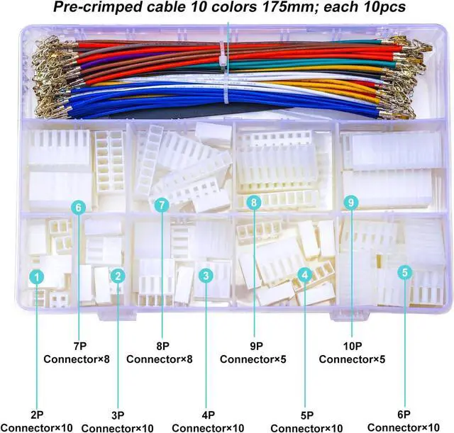Alt view image 2 of 6 - MX3.96 3.96mm Cable Connector Kit,Compatible with Molex KK 156 3.96mm Pitch 2/3/4/5/6/7/8/9/10 Pin Connector with 20AWG Pre-Crimped Cables(SH-MX3.96-CH)