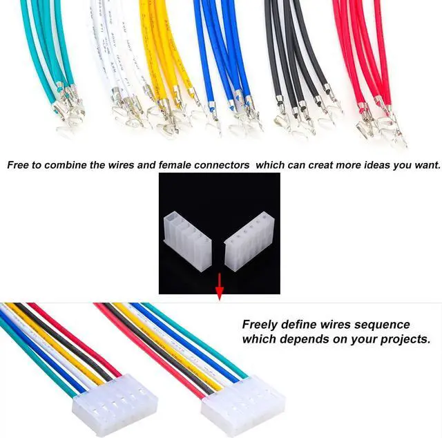 Alt view image 3 of 6 - MX3.96 3.96mm Cable Connector Kit,Compatible with Molex KK 156 3.96mm Pitch 2/3/4/5/6/7/8/9/10 Pin Connector with 20AWG Pre-Crimped Cables(SH-MX3.96-CH)