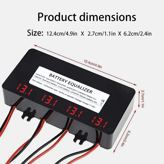 Alt view image 7 of 7 - 48V Voltage Balancer - 4 x 12V Equalizer With LED Display for Gel Flood AGM Lead Acid Lithium Battery (HC02)