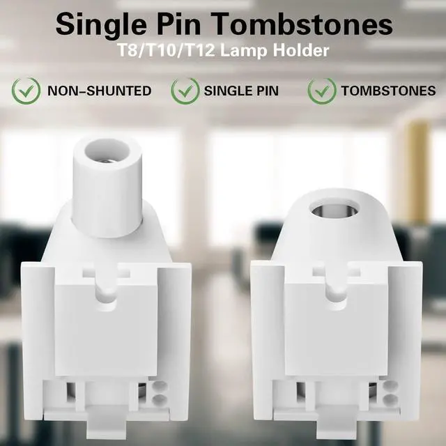 Alt view image 3 of 7 - 24 Pairs Single Pin FA8 Tombstone T8 T10 T12 Led Socket Lampholder Lamp Replacement Parts Non Shunted Light Bulb Fixture Single Light Bulb Holder Base Connector Plunger Holder for 8ft Fluorescent Tube