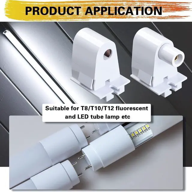 Alt view image 4 of 7 - 24 Pairs Single Pin FA8 Tombstone T8 T10 T12 Led Socket Lampholder Lamp Replacement Parts Non Shunted Light Bulb Fixture Single Light Bulb Holder Base Connector Plunger Holder for 8ft Fluorescent Tube