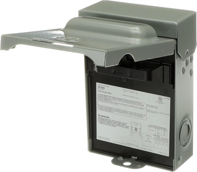 Alt view image 2 of 6 - ABB TF30RCP Weatherproof Fused AC Disconnect Switch AC Disconnect 30A 240V 1 Phase N3R Horsepower Rated 10kAIC