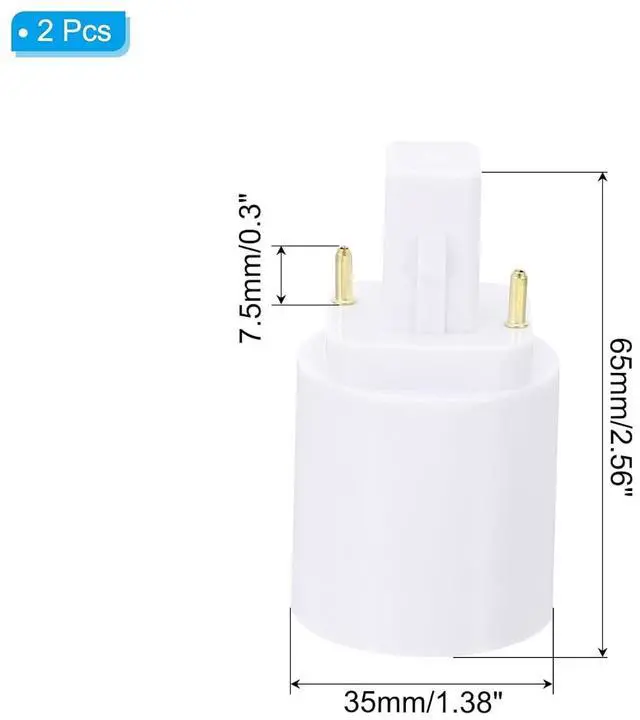 Alt view image 2 of 5 - PATIKIL G24d to E26/E27 Light Socket Adapter, 2pcs Lamp Holder Convert 2 Pin to Screw Base Converter for Halogen CFL Light Bulb