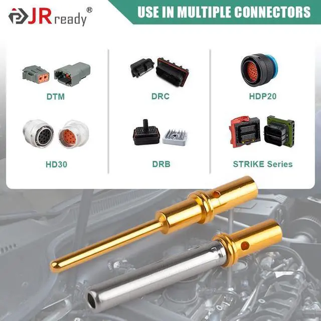 Alt view image 2 of 6 - JRready ST6356-20 Deutsch Connector Pins and Sockets Gold Plated Size 20 DTM Solid Contacts Kit, Closed Barrel Terminals, Wire Gauge 22-20, 20 Pair(40PCS) Male 0460-202-2031 & Female 0462-201-2031