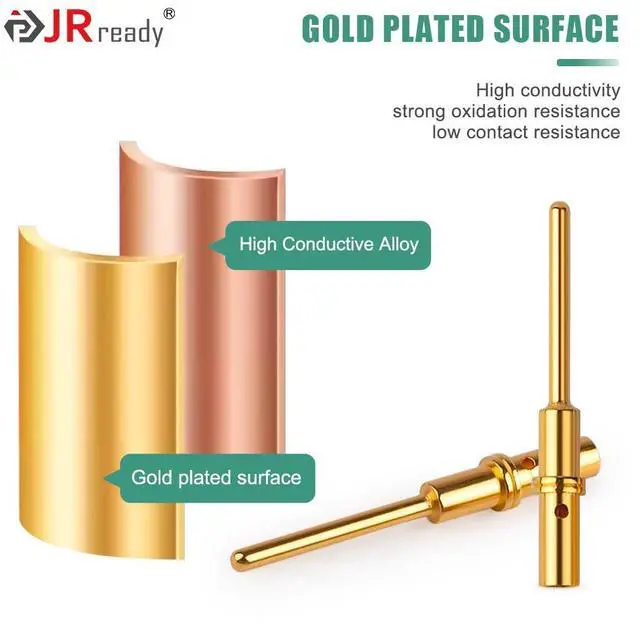 Alt view image 4 of 6 - JRready ST6356-20 Deutsch Connector Pins and Sockets Gold Plated Size 20 DTM Solid Contacts Kit, Closed Barrel Terminals, Wire Gauge 22-20, 20 Pair(40PCS) Male 0460-202-2031 & Female 0462-201-2031
