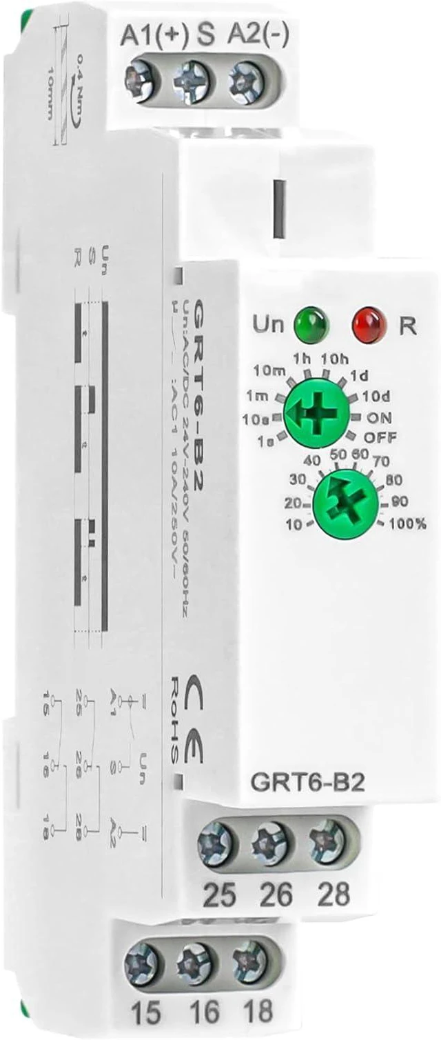 Main image of Time Relay 10A Adjustable Smart Relay, IGEYAPA Delay Turn Off Electronic Timer in Din Rail, 0.1s-10 Days Wide Range Delay Factory Automation Time Universal Voltage GRT6 B2 AC DC 24V 240V