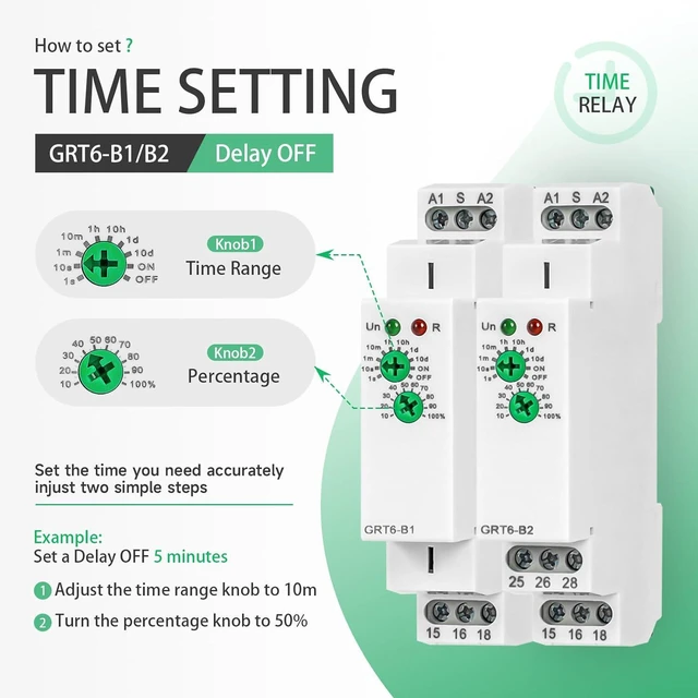 Alt view image 4 of 7 - Time Relay 10A Adjustable Smart Relay, IGEYAPA Delay Turn Off Electronic Timer in Din Rail, 0.1s-10 Days Wide Range Delay Factory Automation Time Universal Voltage GRT6 B2 AC DC 24V 240V