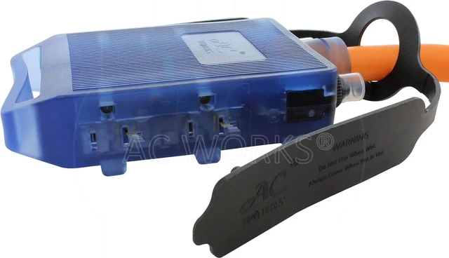 Alt view image 5 of 7 - AC WORKS Protective Adapter to (4) Household Connectors with 20-Amp Circuit Breaker (L14-20 4-Prong 20A Generatotor Plug)