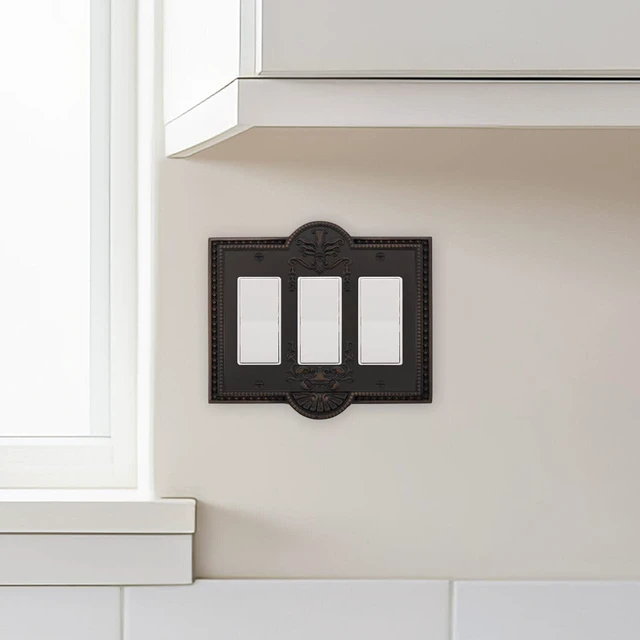 Alt view image 5 of 7 - Nostalgic Warehouse 719787 Meadows Switch Plate with Triple Rocker, Antique Pewter