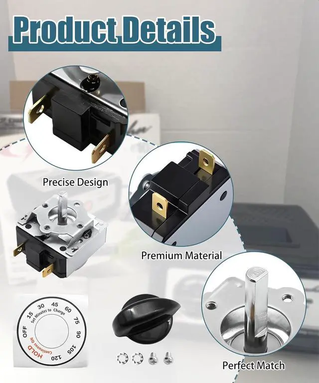 Alt view image 3 of 6 - 120 Minute Battery Charger Timer Kit with Hold Position,A 120 Minute Timer dial Label is Included,with Knob and Mounting Screws,Compatible with Schumacher, Century and Other Chargers