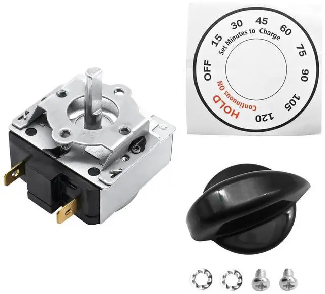 Main image of 120 Minute Battery Charger Timer Kit with Hold Position,A 120 Minute Timer dial Label is Included,with Knob and Mounting Screws,Compatible with Schumacher, Century and Other Chargers