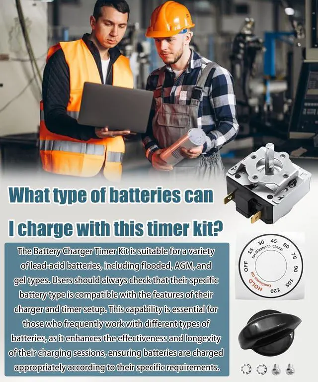 Alt view image 4 of 6 - 120 Minute Battery Charger Timer Kit with Hold Position,A 120 Minute Timer dial Label is Included,with Knob and Mounting Screws,Compatible with Schumacher, Century and Other Chargers