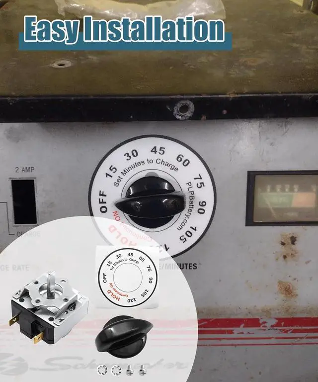 Alt view image 5 of 6 - 120 Minute Battery Charger Timer Kit with Hold Position,A 120 Minute Timer dial Label is Included,with Knob and Mounting Screws,Compatible with Schumacher, Century and Other Chargers