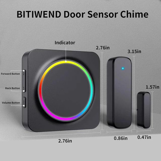 Alt view image 2 of 7 - BITIWEND Wireless Door Sensor Chime Alarm Contact Sensor Door Bell for Office/Home/Shop, Door Open Chime Window Alarm Operate Range 600 Feet with 58 Bells 5 Volu Level