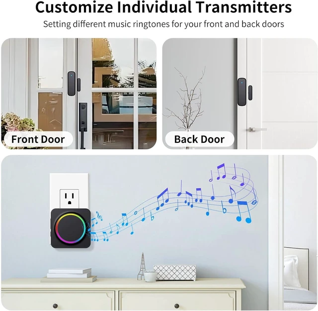Alt view image 3 of 7 - BITIWEND Wireless Door Sensor Chime Alarm Contact Sensor Door Bell for Office/Home/Shop, Door Open Chime Window Alarm Operate Range 600 Feet with 58 Bells 5 Volu Level