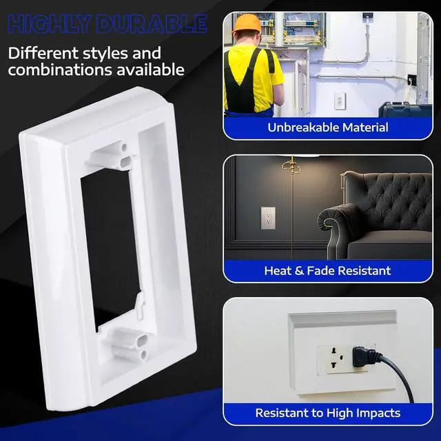 Alt view image 5 of 5 - Kanayu 5 Pieces 4/5" Single Gang Electrical Box Extender UL Listed, Receptacle Extenders for Electrical Box and Power Socket Switch, White