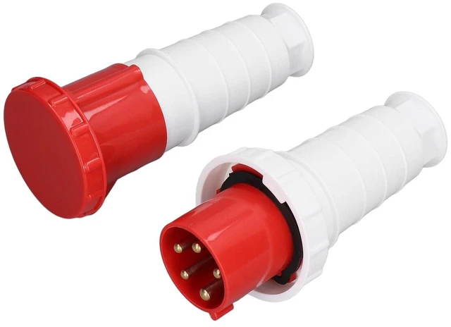 Alt view image 4 of 7 - POCREATION 380-415V 63A IP67 Waterproof Electrical Connector Set, 3 Phase 5 Pin Power Socket Kit for Industrial & Wi Projects, 3P+N+E Plug Adapter