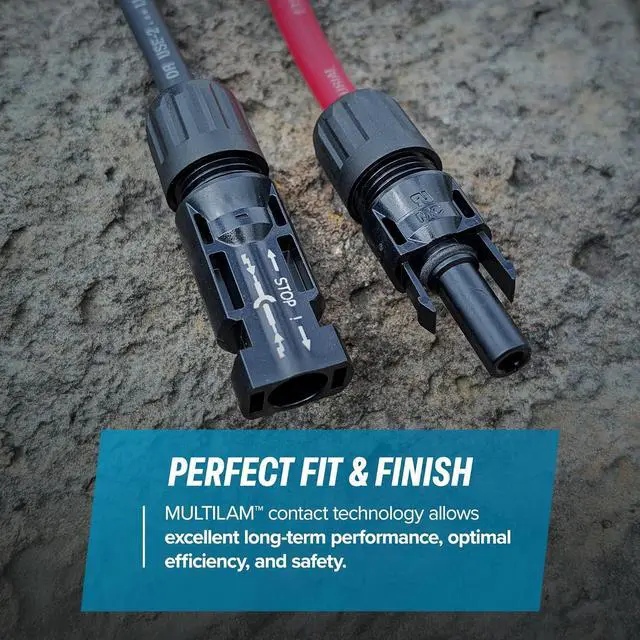 Alt view image 3 of 6 - TEMCo 8 AWG/Gauge Solar Panel Extension Cable - Made in The USA (M/F Solar Connector Ends) (60 Feet Black + 60 Feet Red) (Variety of Lengths Available)