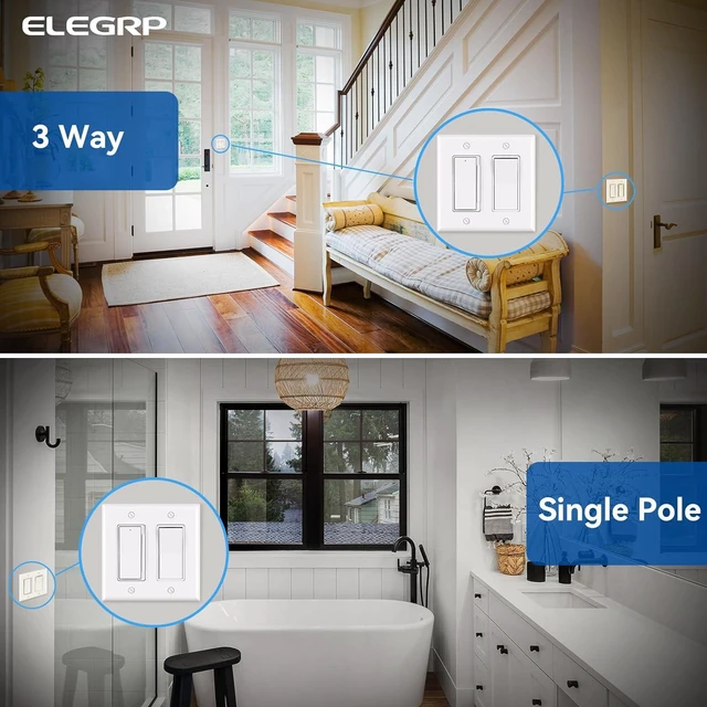 Alt view image 6 of 6 - ELEGRP - Digital Dimmer Light Switch for 300W Dimmable LED/CFL and 600W Incandescent/Halogen, Slide Dimming LED Light Switch, Single Pole/3 Way, Wall Plate
