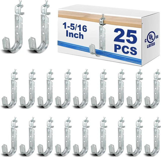 Main image of Tandefio 25 Pack Cable Support J Hook with Beam Clamp, Heavy Duty Metal Wire Cable Support J Hook Hangers for Wire Management(1-5/16 Inch)
