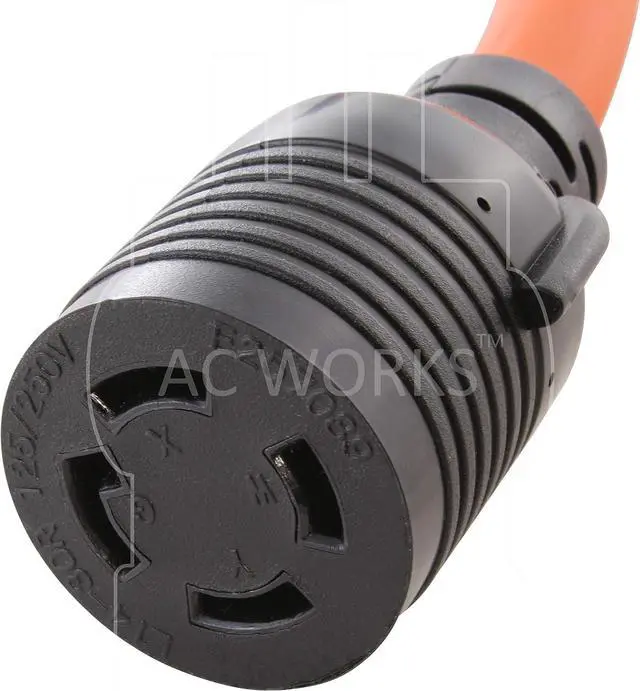 Alt view image 4 of 5 - AC Works 1 ft. 15 Amp Household Plug to L14-30 30 Amp 4-Prong Transfer Switch Inlet Adapter S515L1430-012