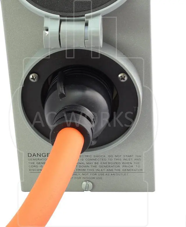 Alt view image 5 of 5 - AC Works 1 ft. 15 Amp Household Plug to L14-30 30 Amp 4-Prong Transfer Switch Inlet Adapter S515L1430-012