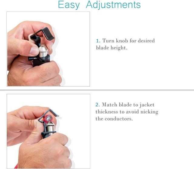Alt view image 3 of 5 - Round Cable Stripper with Adjustable Cutting Depth for Circumferential, Longitudinal, and Window Stripping 3/16" to 1" Diameter.
