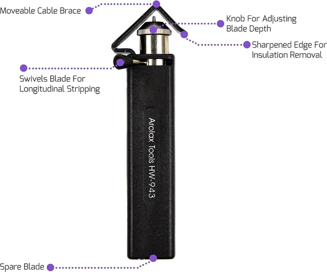 Alt view image 5 of 5 - Round Cable Stripper with Adjustable Cutting Depth for Circumferential, Longitudinal, and Window Stripping 3/16" to 1" Diameter.