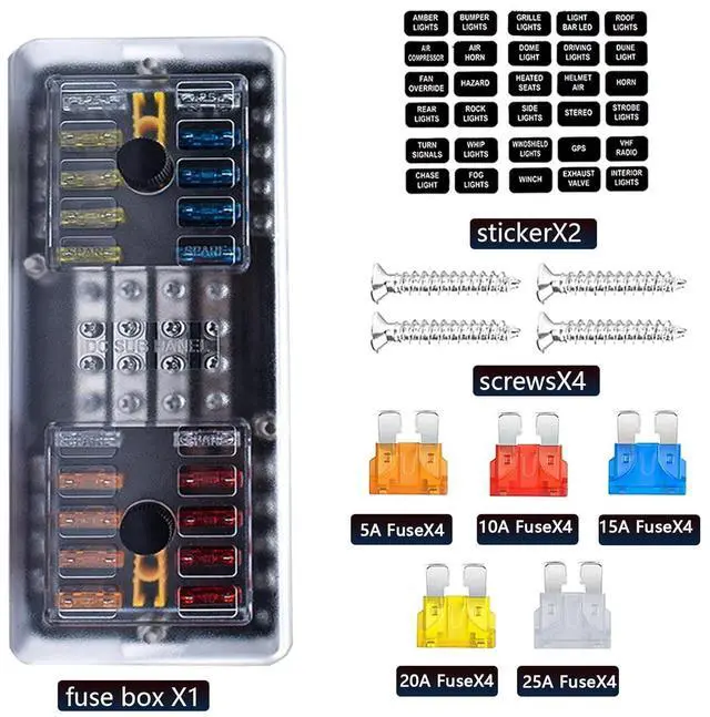 Alt view image 3 of 7 - 20 Way Blade Fuse Block 16 Circuit Fuse Holder Fuse DC SUB Panel with Ground and Cover for Car Boat Marine Trike Car Truck Vehicle SUV Yacht RV