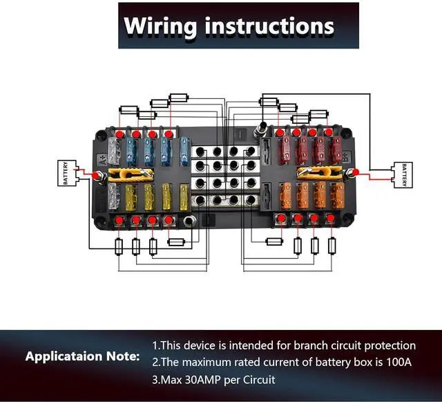 Alt view image 6 of 7 - 20 Way Blade Fuse Block 16 Circuit Fuse Holder Fuse DC SUB Panel with Ground and Cover for Car Boat Marine Trike Car Truck Vehicle SUV Yacht RV