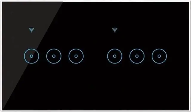 Main image of Smart Switche 4 5 6 Gang Glass Touch Panel Wall Switch Wireless Control Home Compatible 95-240V AC(Black,6 Gang)