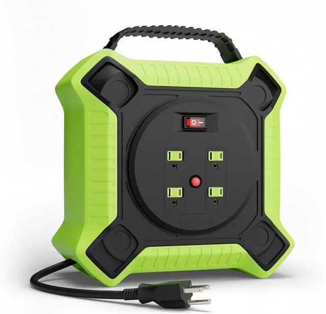 Main image of MutecPower 35 FT Retractable Extension Cord Reel Heavy Duty 14AWG/3C SJTW Power cord reel with 4 electrical outlets for garage and shop, 10 Amp Circuit Breaker ETL listed