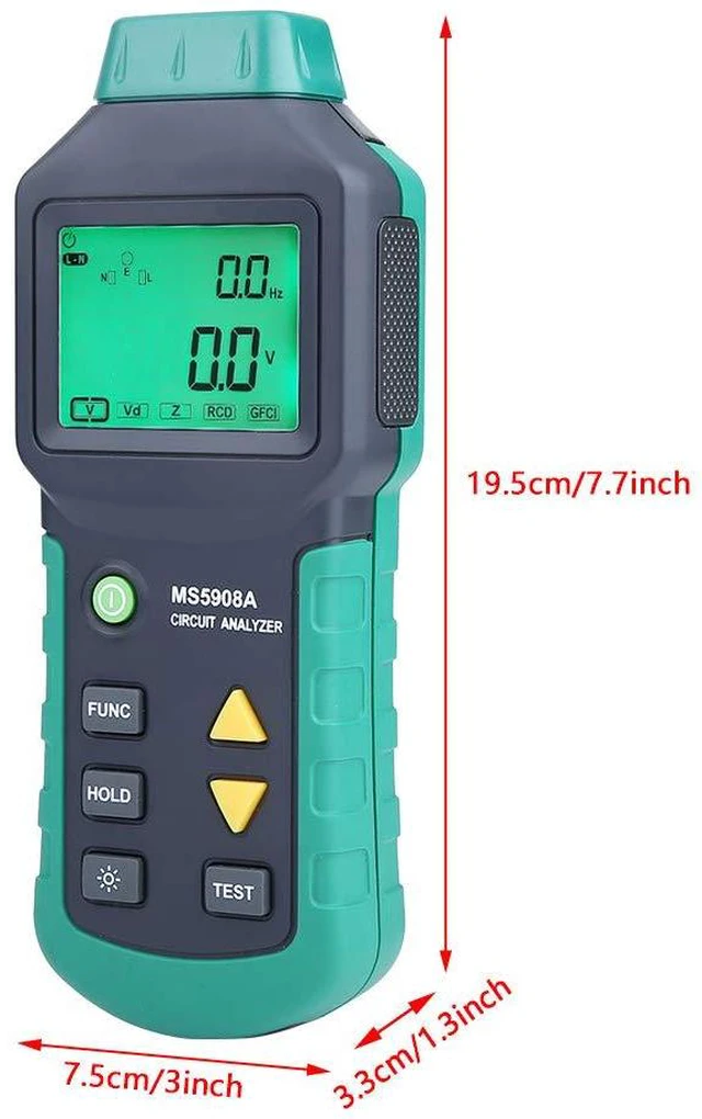 Alt view image 2 of 7 - Circuit Analyzer, AC100-240V RMS Circuit Analyzer Tester MS5908A/MS5908C LCD LCD Circuit Analyzer, Voltage GFCI RCD Fault Tester