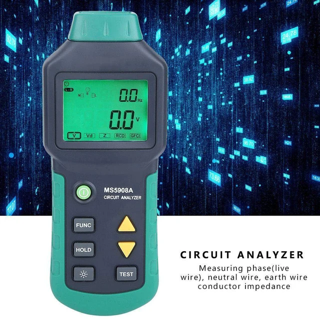 Alt view image 4 of 7 - Circuit Analyzer, AC100-240V RMS Circuit Analyzer Tester MS5908A/MS5908C LCD LCD Circuit Analyzer, Voltage GFCI RCD Fault Tester
