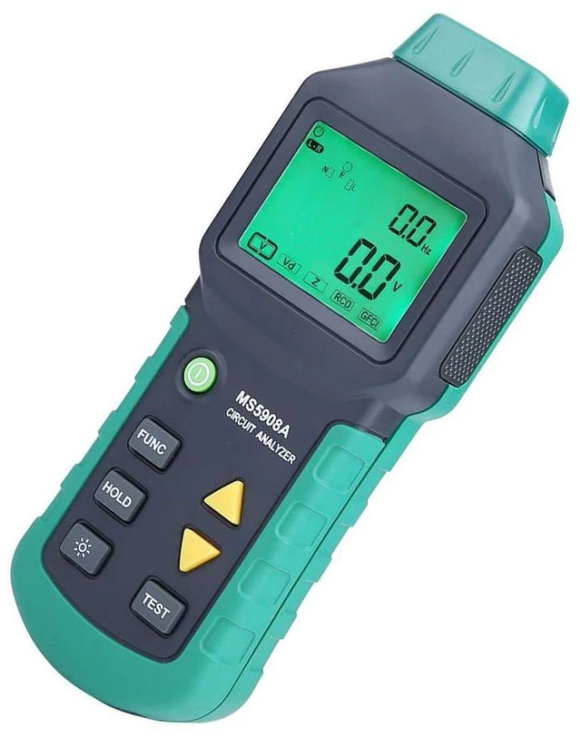 Alt view image 7 of 7 - Circuit Analyzer, AC100-240V RMS Circuit Analyzer Tester MS5908A/MS5908C LCD LCD Circuit Analyzer, Voltage GFCI RCD Fault Tester