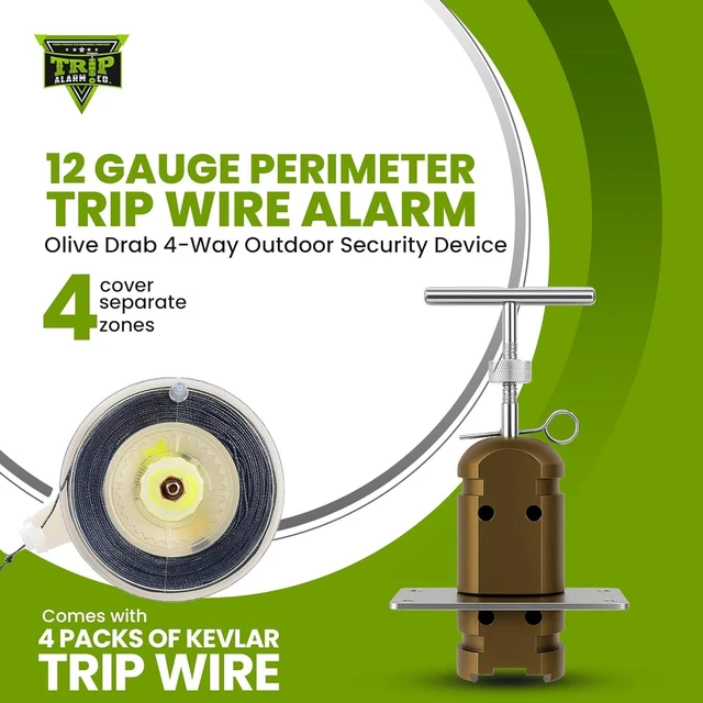 Alt view image 3 of 7 - Trip Alarm Co. Perimeter Device Bundle Set 85ft Reusable Kevlar Wire Reel and 12 Gauge Perimeter Alarm US Patented Quad 3.0 Defense Device 360° Coverage Warning Security for Camping Safety