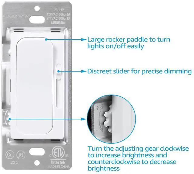 Alt view image 6 of 7 - TORCHSTAR 0-10V LED Dimmer Switch, Single-Pole or 3-Way Light Switch, 120-277V for Dimmable LED Panel Light Linear Light, ETL Listed, Pack of 2