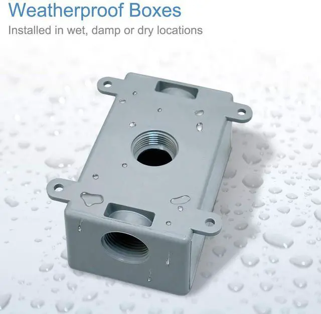 Alt view image 3 of 6 - Single-Gang Electrical Box, Suitable 1/2-Inch or 3/4-Inch Electrical Conduit Weatherproof Outdoor Switch/Outlet Box, UL ListedPlastic Junction Box Outlet2PCS
