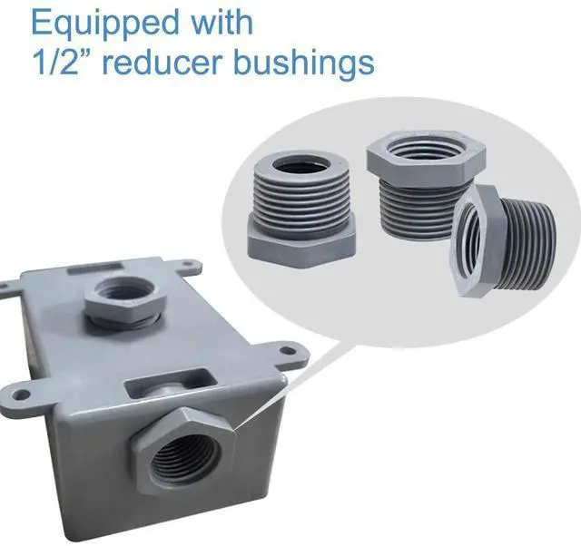 Alt view image 4 of 6 - Single-Gang Electrical Box, Suitable 1/2-Inch or 3/4-Inch Electrical Conduit Weatherproof Outdoor Switch/Outlet Box, UL ListedPlastic Junction Box Outlet2PCS
