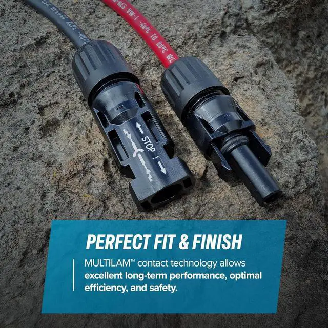 Alt view image 3 of 7 - Temco 1 Pair 100 ft MC4 Solar Panel Extension Black + Red Connector Male Female 10 AWG Gauge PV Cable Wire