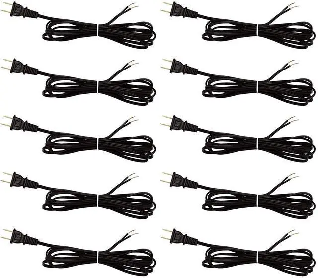 Main image of Creative Hobbies Black Lamp Cord - 12 Foot Long, SPT-1 18 Gauge, UL Listed Power Cord for Floor Lamp Repair or Replacement | 10 Pack