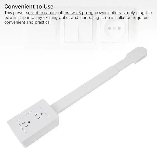 Alt view image 5 of 7 - Power Socket Expander, 22 to 34 Inch Extendable 180 Degree Rotating Base PC Material Portable and Safe 3 Prong Outlets for Sofas Bedside Tables (US Plug)