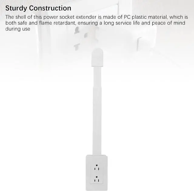 Alt view image 4 of 7 - Power Socket Expander, 22 to 34 Inch Extendable 180 Degree Rotating Base PC Material Portable and Safe 3 Prong Outlets for Sofas Bedside Tables (US Plug)