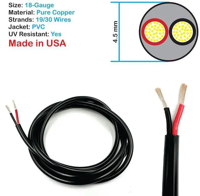 Alt view image 2 of 7 - NATIONAL Wire & Cable 18 AWG 2-Conductor Premium Copper Wire, 50 ft, Stranded | Made in USA, Flexible Jacket | LED Strips, Electronics, Low Voltage, DIY Projects, Indoor and Outdoor Use