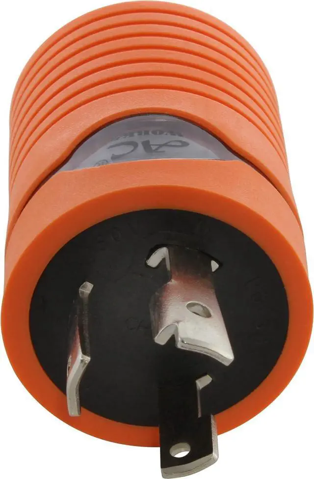 Alt view image 3 of 7 - AC WORKS NEMA L6-30P 30Amp 250Volt Locking Plug to NEMA 6-15/20R 15/20Amp 250Volt Female Connector Adapter (Orange)